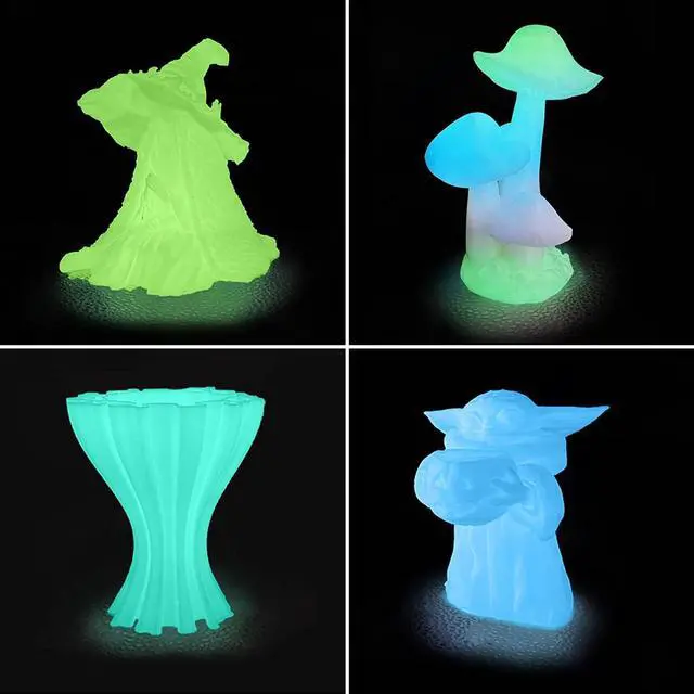 Alt view image 4 of 6 - 3D Printer Filament Bundle, Glow in The Dark Filament Multicolor, Green, Blue and Blue-Green, PLA Filament 1.75 mm, Dimensional Accuracy +/- 0.03 mm, 250g X 4 Pack