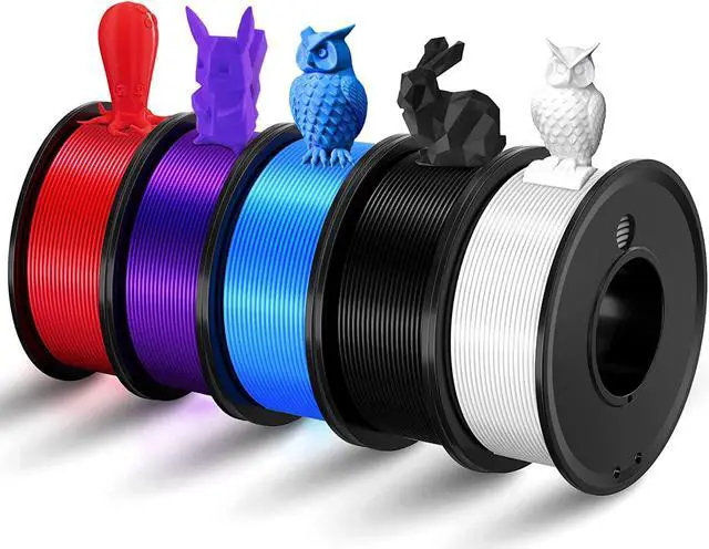 Main image of 3D Printer Filament PLA 1.75mm 3-D Printing Materials 5 Colors Bundle Print Filiment 1.75 mm White Black Red Blue Purple Dimensional Accuracy ±0.02mm Fillament Spool Vacuum Packaging 250G X 5