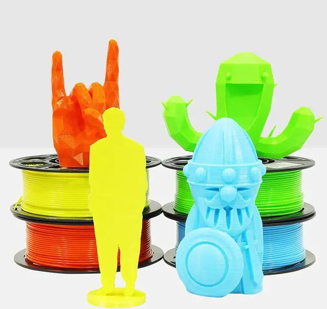 Alt view image 2 of 7 - 3D PLA 3D Printer Filament 4 in 1 Bundle: Yellow, Orange, Lime Green, Sky Blue, 4 Bright Colors Packed, Each Spool 250g, 4 Spools Packed, Total 1Kg 1.75mm 3D Printing PLA Material