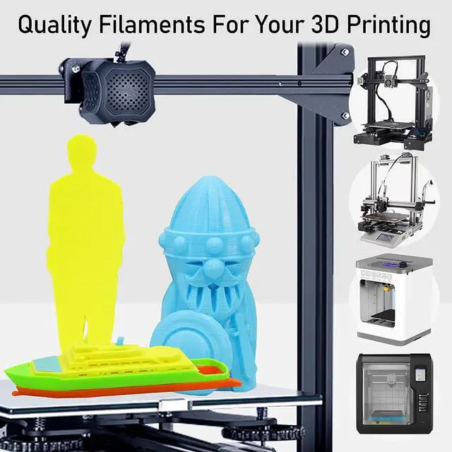 Alt view image 3 of 7 - 3D PLA 3D Printer Filament 4 in 1 Bundle: Yellow, Orange, Lime Green, Sky Blue, 4 Bright Colors Packed, Each Spool 250g, 4 Spools Packed, Total 1Kg 1.75mm 3D Printing PLA Material
