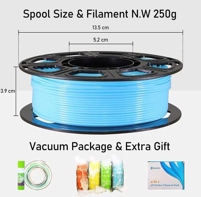 Alt view image 7 of 7 - 3D PLA 3D Printer Filament 4 in 1 Bundle: Yellow, Orange, Lime Green, Sky Blue, 4 Bright Colors Packed, Each Spool 250g, 4 Spools Packed, Total 1Kg 1.75mm 3D Printing PLA Material