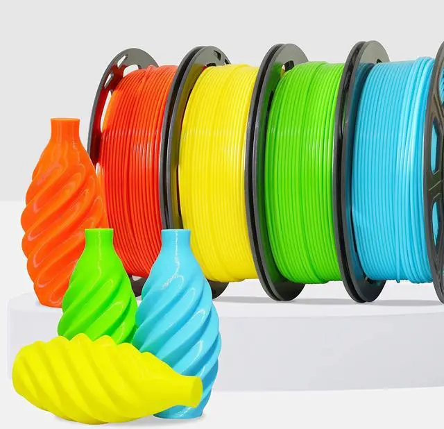 Alt view image 5 of 7 - 3D PLA 3D Printer Filament 4 in 1 Bundle: Yellow, Orange, Lime Green, Sky Blue, 4 Bright Colors Packed, Each Spool 250g, 4 Spools Packed, Total 1Kg 1.75mm 3D Printing PLA Material