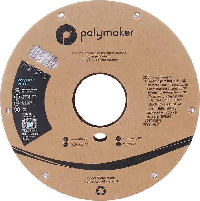 Alt view image 7 of 7 - Polymaker PETG Filament 2.85mm 1kg Clear 3D Printer Filament, PolyLite PETG 3D Printing Filament 2.85mm, Dimensional Accuracy +/- 0.03mm, Print with Most 3D Printers