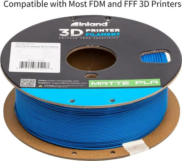 Alt view image 5 of 7 - INLAND Micro Center Matte PLA 3D Printer Filament 1.75mm - Matte Blue, 1kg Cardboard Spool (2.2 lbs), Dimensional Accuracy +/- 0.03mm, FDM/FFF 3D Printers