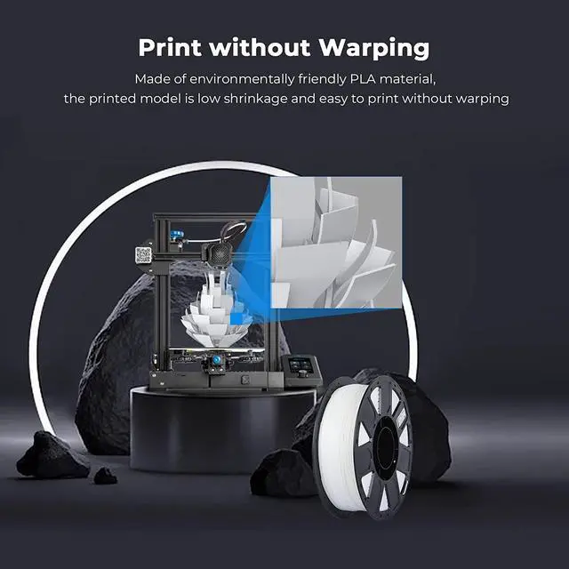 Alt view image 3 of 7 - Creality 3D Printer Filament 1.75mm, Ender PLA Filament No-Tangling Smooth Printing Without Clogging No Warping, Fit Most FDM 3D Printers, 1kg Spool, Dimensional Accuracy +/- 0.02mm, White