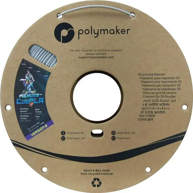 Alt view image 3 of 4 - Polymaker Easy to Sand & Paint PLA Filament 1.75mm CosPLA (Version B - Sand-Ability with Extra Durability), PolyLite 3D Printer Filament 1.75mm 1kg 3D Printing PLA Filament Easy Sanding for Cosplay