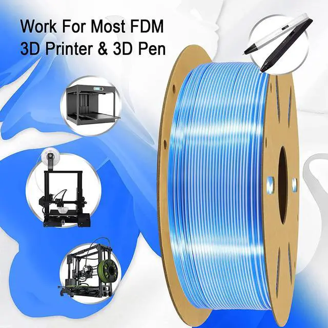 Alt view image 4 of 5 - 1.75mm Silk Blue/White PLA Dual Color in 1 Coextrusion PLA 3D Printing Filament, 1KG 2.2lbs 2 Color Silk Bicolor Dichromatic 3D Printer Material, Widely Support for 3D Printers, Blue/White