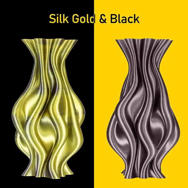 Alt view image 3 of 6 - Bicolor Double Colors Silk Metallic Gold Black PLA Coextrusion Filament, 1.75mm 2 Colors in 1 Printing 2 Colored Silk PLA, Widely Fit for 3D Printer, 2.2lbs/1kg Dual Color Material