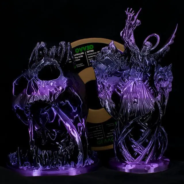 Alt view image 2 of 7 - PLA Filament 1.75mm, 3D Printer Filament Silk Black Purple Color Changing, Silk PLA Filament, 3D Printing Filament 1.75 +/-0.02mm, 1kg, Welcome to consult