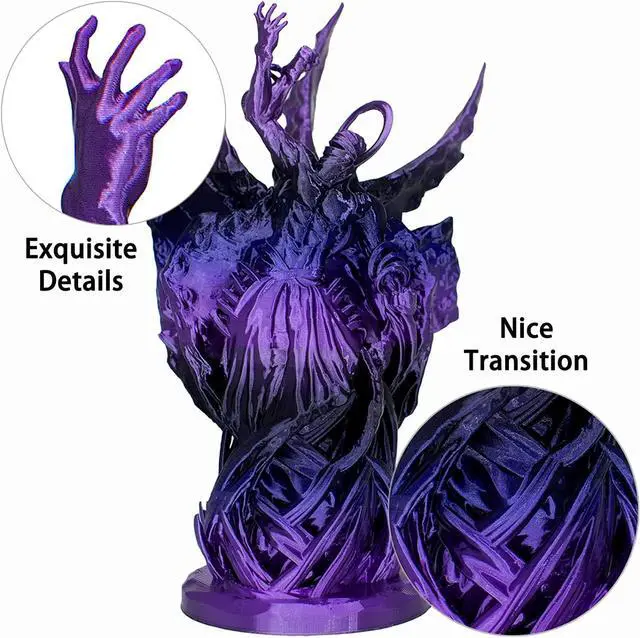 Alt view image 3 of 7 - PLA Filament 1.75mm, 3D Printer Filament Silk Black Purple Color Changing, Silk PLA Filament, 3D Printing Filament 1.75 +/-0.02mm, 1kg, Welcome to consult