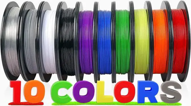 Main image of PETG 3D Printer Filament 1.75mm 10 Packs 0.5kg Bundle, dikale No Tangle Assorted Colors Multipack Filament, 500g per Spool, 10 Spools Set, in Total Weight 5 kg (11 lbs)