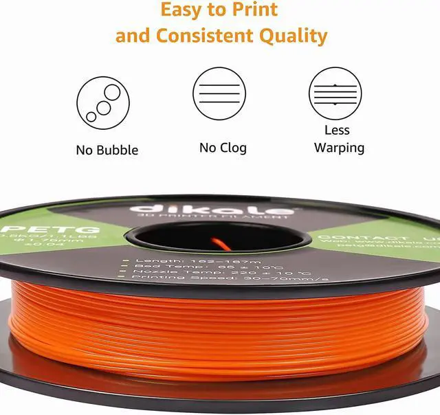 Alt view image 4 of 7 - PETG 3D Printer Filament 1.75mm 10 Packs 0.5kg Bundle, dikale No Tangle Assorted Colors Multipack Filament, 500g per Spool, 10 Spools Set, in Total Weight 5 kg (11 lbs)