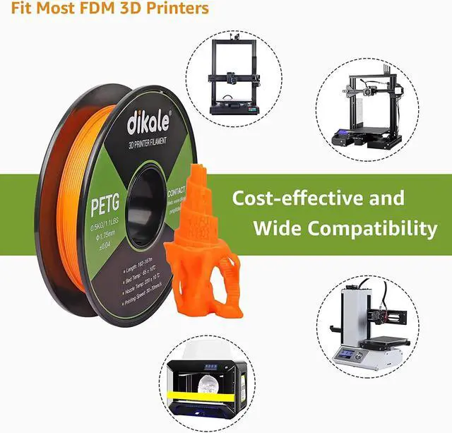 Alt view image 6 of 7 - PETG 3D Printer Filament 1.75mm 10 Packs 0.5kg Bundle, dikale No Tangle Assorted Colors Multipack Filament, 500g per Spool, 10 Spools Set, in Total Weight 5 kg (11 lbs)