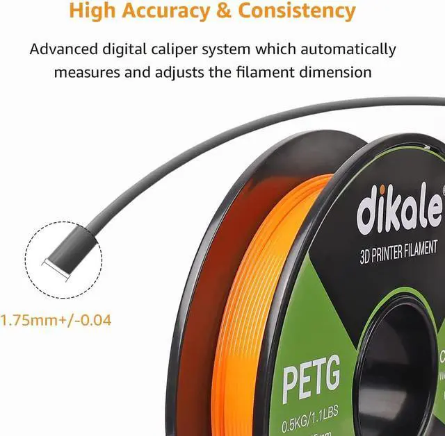 Alt view image 5 of 7 - PETG 3D Printer Filament 1.75mm 10 Packs 0.5kg Bundle, dikale No Tangle Assorted Colors Multipack Filament, 500g per Spool, 10 Spools Set, in Total Weight 5 kg (11 lbs)