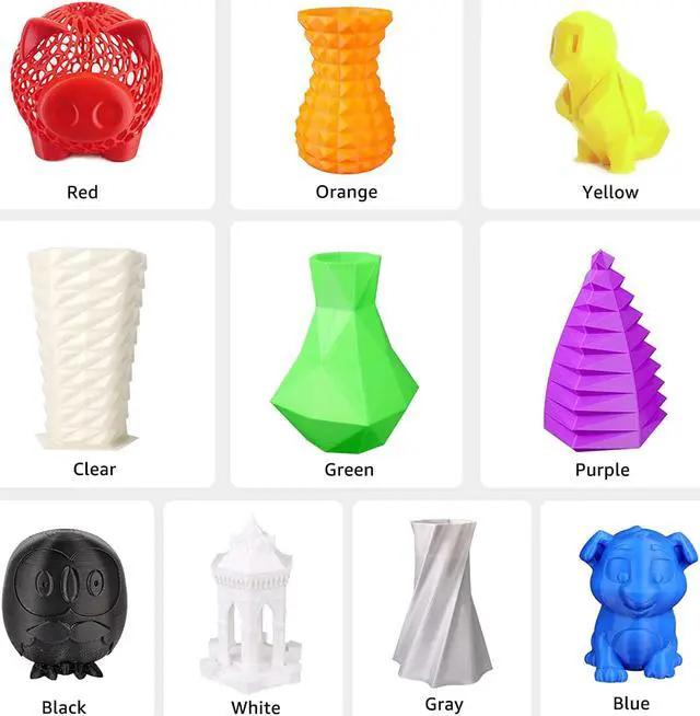 Alt view image 2 of 7 - PETG 3D Printer Filament 1.75mm 10 Packs 0.5kg Bundle, dikale No Tangle Assorted Colors Multipack Filament, 500g per Spool, 10 Spools Set, in Total Weight 5 kg (11 lbs)