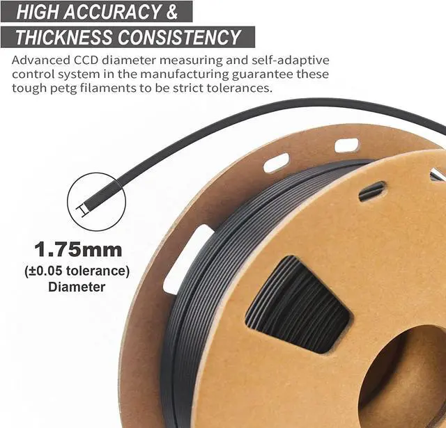 Alt view image 4 of 7 - Petg Filament 1.75,Matte Black Petg Vacuum Sealed,Adhere Well 1kg Carton Spool Matte 3D Printer Filament,Dimensional Accuracy 1.75mm ±0.02mm,Print with Most 3D Printers Using 3D Filament