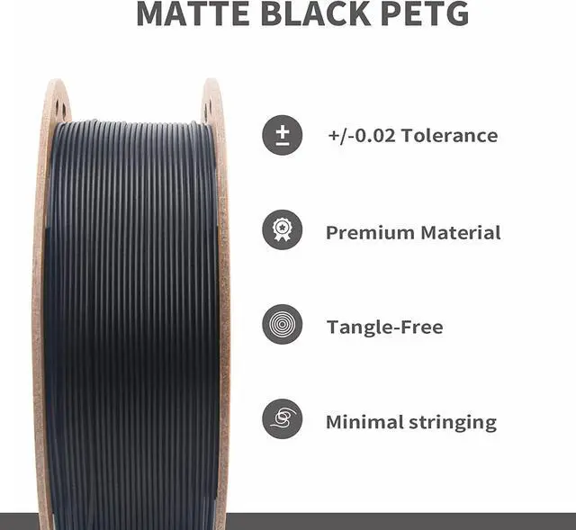 Alt view image 6 of 7 - Petg Filament 1.75,Matte Black Petg Vacuum Sealed,Adhere Well 1kg Carton Spool Matte 3D Printer Filament,Dimensional Accuracy 1.75mm ±0.02mm,Print with Most 3D Printers Using 3D Filament