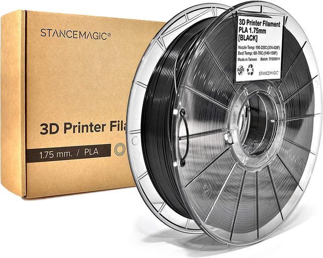 StanceMagic 3D Printer Filament, PLA, 1.75mm, 1kg, Highly Accurate +/- 0.05  mm, for FDM Printers or 3D Pens [Black] 