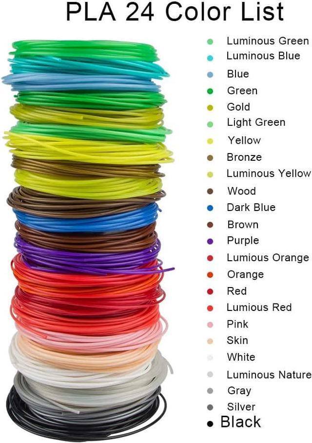 3D Pen/3D Printer Filament,1.75mm PLA Filament with Cleaning Needles,  findTop 24 Colors PLA Filament Refills (10 Feet for Each Color) and 3D  Pen/Printer Cleaning Needles (10 Pieces) 