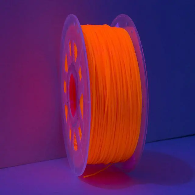 Alt view image 3 of 7 - Gizmo Dorks 1.75mm PLA Filament 1kg for 3D Printers, Fluorescent Orange, Glows Under UV Light