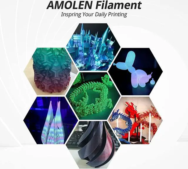 Alt view image 7 of 7 - AMOLEN 3D Printer Filament, Glow in The Dark Filament Multicolor Rainbow PLA Filament, Blue, Green, Pink, Purple, Gradient 3D Filament Color Change in 10m, Dimensional Accuracy +/- 0.02 mm, 1kg Spool
