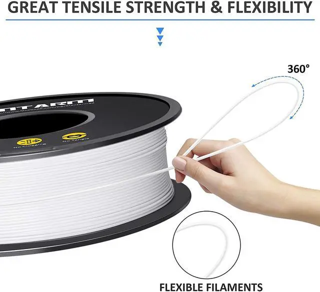 Alt view image 5 of 7 - GIANTARM 3D Printer Filament, White Pla Filament, 1Kg(2.2lbs) Spool, 1.75mm Dimension Accuracy +/- 0.03mm, 3D Printing Filament
