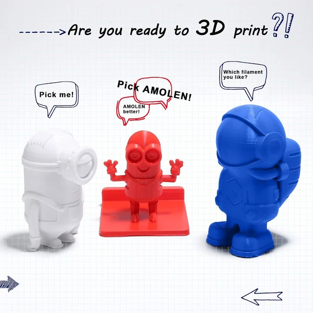 Alt view image 2 of 7 - AMOLEN PLA 3D Printing Filament Bundle 1.75mm, Black White Red Blue 250g X 4 Spools Pack 3D Printier Filament, 1KG/2.2 lb in Total, Compatible with Most FDM Printer and 3D Pen