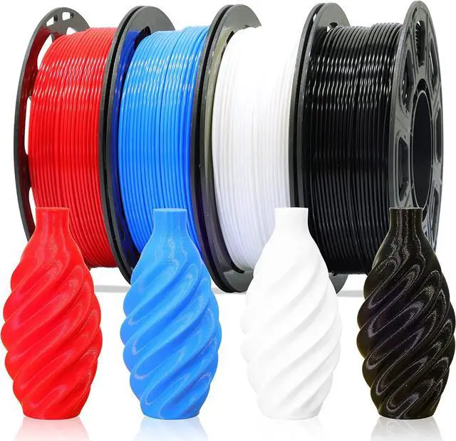Main image of 1.75mm Normal PLA 4 Most Basic Colors Bundle Pack: Black Red White Blue, Each Spool 250g, 4 Spools Packed, Total 1Kg 3D Printing Filament Material with One Extra 3D Print Tool by MIKA3D
