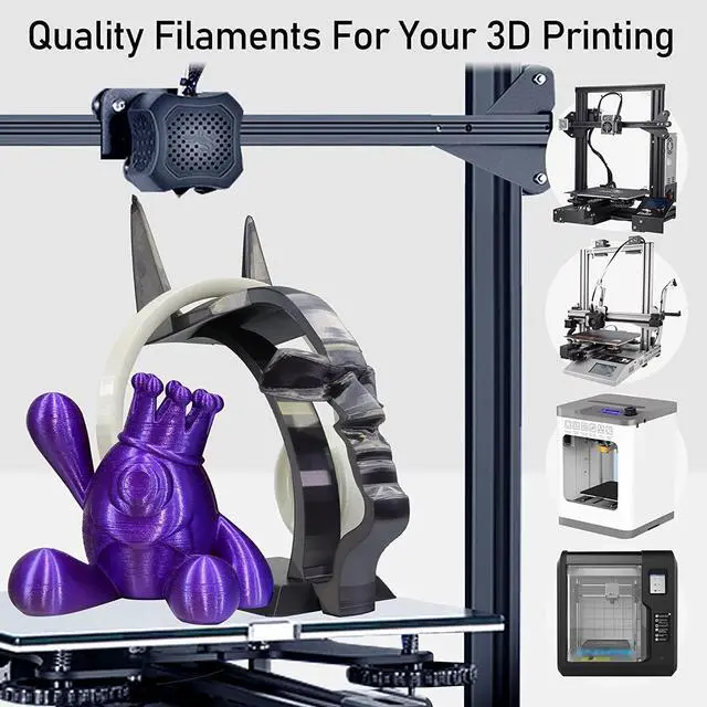 Alt view image 3 of 6 - 1.75mm Silk Shiny PLA 6 in 1 Basic Colors Bundle Pack: Silk Black/Red/White/Sapphire Blue/Dark Purple/Green; Each Spool 250g, 6 Spools Packed, Total 1.5Kg 3D Printing Filament Material MIKA3D