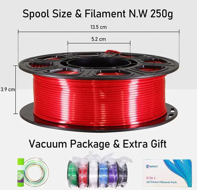 Alt view image 6 of 6 - 1.75mm Silk Shiny PLA 6 in 1 Basic Colors Bundle Pack: Silk Black/Red/White/Sapphire Blue/Dark Purple/Green; Each Spool 250g, 6 Spools Packed, Total 1.5Kg 3D Printing Filament Material MIKA3D