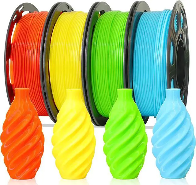 Main image of 1.75mm 3D PLA Filament 4 in 1 Bundle: Yellow, Orange, Lime Green, Sky Blue, 4 Bright Colors Packed, Each Spool 250g, 4 Spools Packed, Total 1Kg 3D Printing Material by MIKA3D