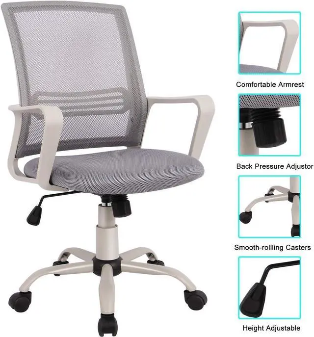Alt view image 2 of 5 - Office Chair, Desk Chair Home Office Chair Mesh Computer Chair Ergonomic Office Chair with Lumbar Support Armrests, Mid Back Task Chair Adjustable Swivel Rolling Chair for Home Office, Living Room