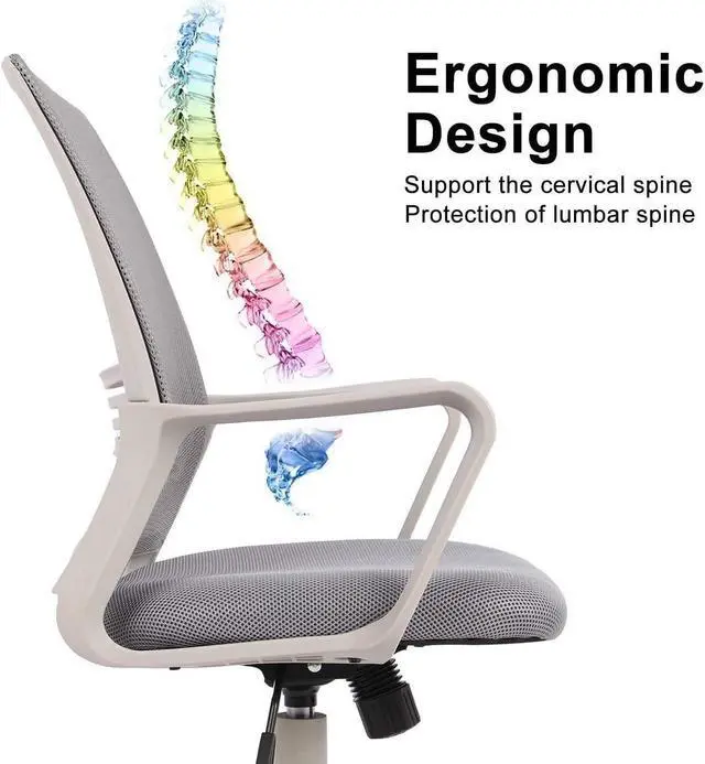 Alt view image 3 of 5 - Office Chair, Desk Chair Home Office Chair Mesh Computer Chair Ergonomic Office Chair with Lumbar Support Armrests, Mid Back Task Chair Adjustable Swivel Rolling Chair for Home Office, Living Room