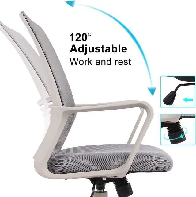 Alt view image 4 of 5 - Office Chair, Desk Chair Home Office Chair Mesh Computer Chair Ergonomic Office Chair with Lumbar Support Armrests, Mid Back Task Chair Adjustable Swivel Rolling Chair for Home Office, Living Room