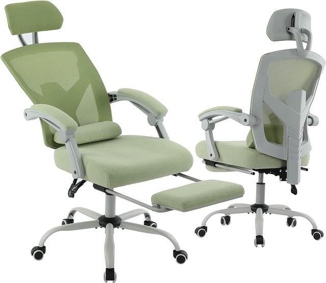 Ergonomic Office Chair, Reclining High Back Mesh Chair, Computer Desk Chair,  Swivel Rolling Home Task Chair with Lumbar Support Pillow, Adjustable  Headrest, Retractable Footrest and Padded Armrests 