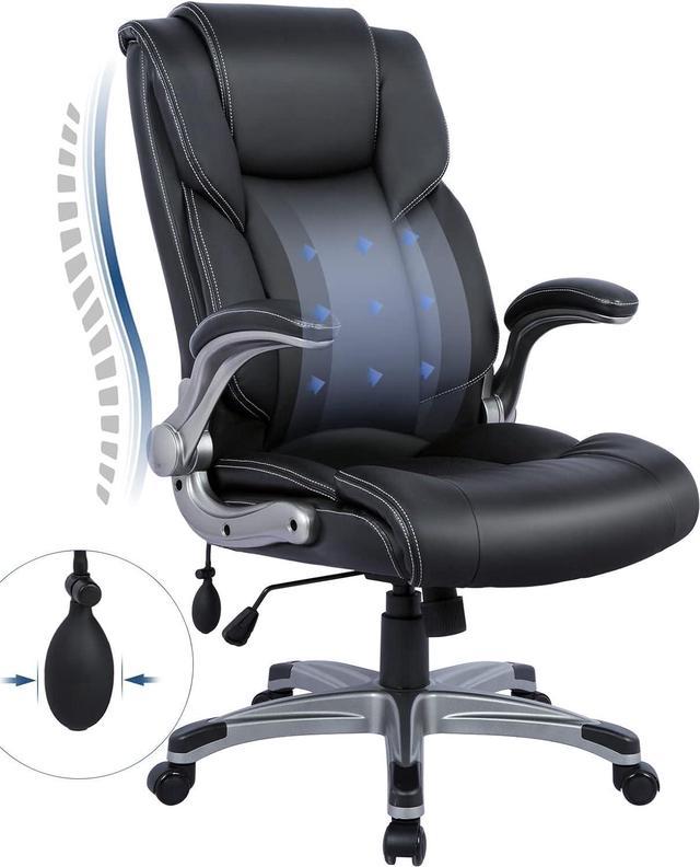 Leather office chair flip up online arms