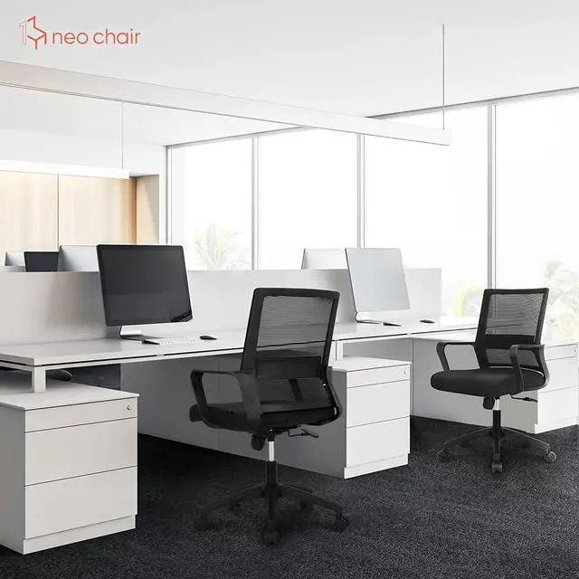 Alt view image 2 of 7 - NEO CHAIR Office Chair Ergonomic Desk Chair Mid Back Mesh with Lumbar Support Comfortable Cushion Swivel Adjustable Height Armrest Gaming/Computer Chairs for Home Office Desk (Black)