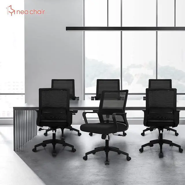 Alt view image 7 of 7 - NEO CHAIR Office Chair Ergonomic Desk Chair Mid Back Mesh with Lumbar Support Comfortable Cushion Swivel Adjustable Height Armrest Gaming/Computer Chairs for Home Office Desk (Black)