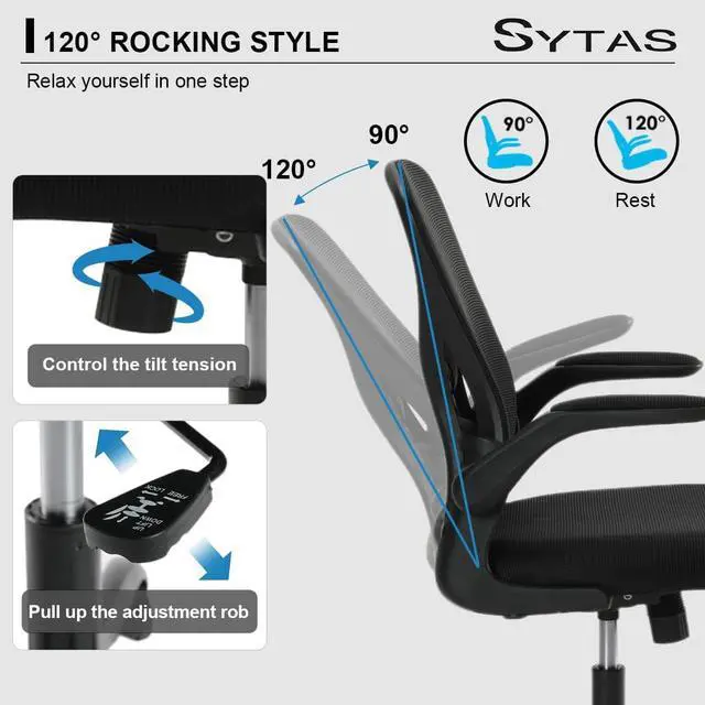 Alt view image 4 of 7 - Sytas Home Office Chair Ergonomic, Mesh Desk Chair Lumbar Support, Ergonomic Computer Chair Adjustable Armrest