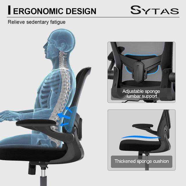 Sytas Home Office Chair Ergonomic, Mesh Desk Chair Lumbar Support,  Ergonomic Computer Chair Adjustable Armrest