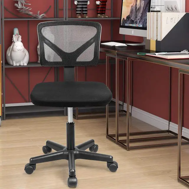 Alt view image 6 of 7 - Yangming Desk Chair, Armless Office Mesh Computer Desk Chair Swivel Small Desk Chair Adjustable Black Task Chair No Armrest Mid Back Home Office Chair Perfect for Small Spaces