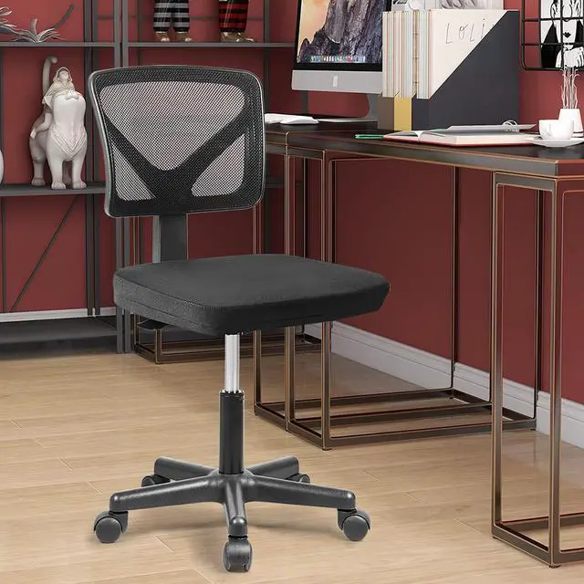Alt view image 7 of 7 - Yangming Desk Chair, Armless Office Mesh Computer Desk Chair Swivel Small Desk Chair Adjustable Black Task Chair No Armrest Mid Back Home Office Chair Perfect for Small Spaces