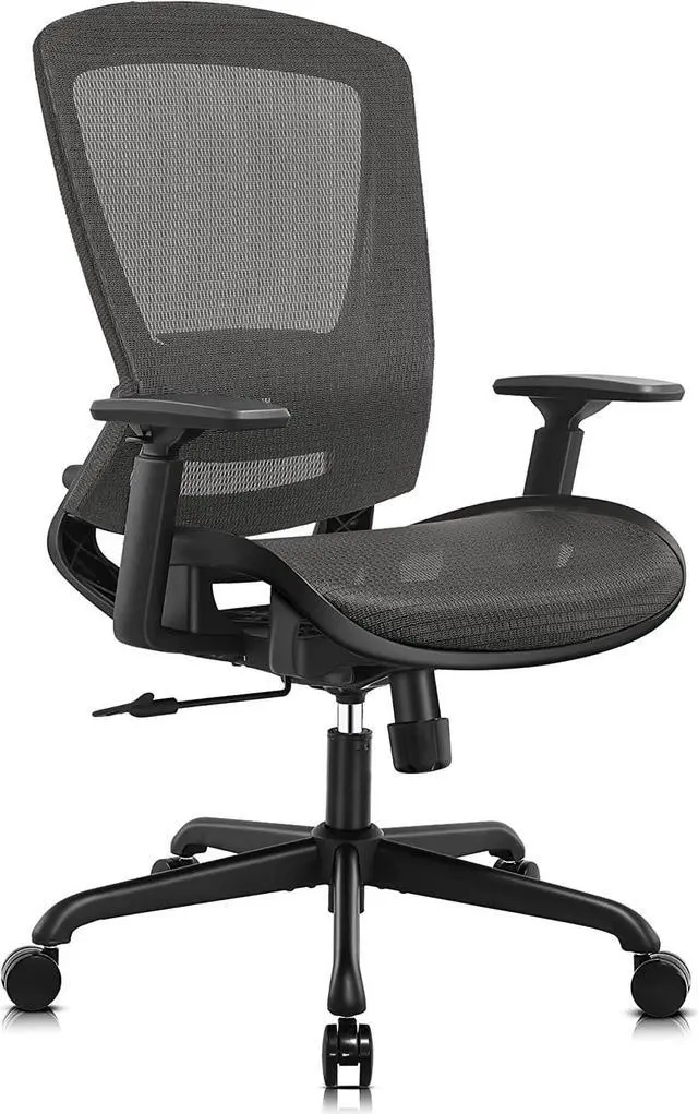 Main image of Mesh Office Chair,Ergonomic Computer Desk Chair,Sturdy Task Chair- Adjustable Lumbar Support & Armrests,Tilt Function,Comfort Wide Seat,Swivel Home Office Chair (Grey)