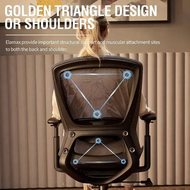 Alt view image 5 of 7 - Mesh Office Chair,Ergonomic Computer Desk Chair,Sturdy Task Chair- Adjustable Lumbar Support & Armrests,Tilt Function,Comfort Wide Seat,Swivel Home Office Chair (Grey)