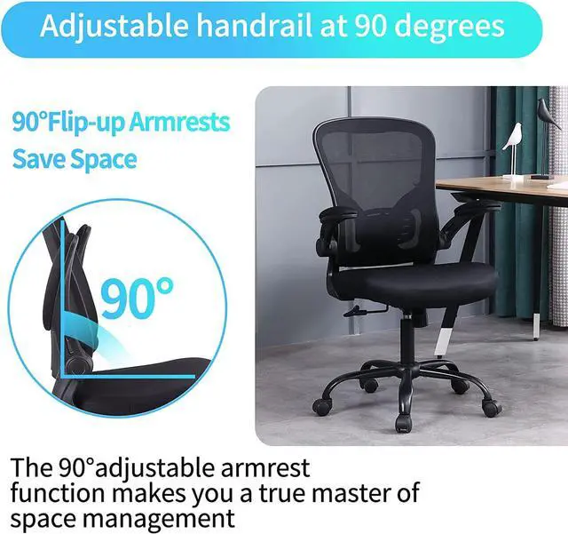 Alt view image 7 of 7 - Flysky Ergonomic Office Desk Chair Breathable Mesh Swivel Computer Chair, Lumbar Back Support Task Chair, Office Chairs with Wheels and Flip-up Arms,Executive Rolling Chair