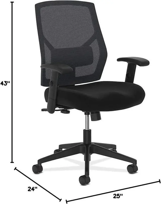 Alt view image 3 of 5 - HON Crio High-Back Task Chair - Fabric Mesh Back Computer Chair for Office Desk, in Black (HVL581)