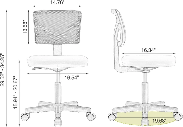 Alt view image 3 of 7 - Small Armless Mesh Rolling Office Desk Chair