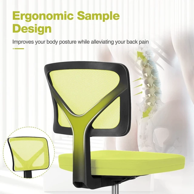Alt view image 4 of 7 - Small Armless Mesh Rolling Office Desk Chair