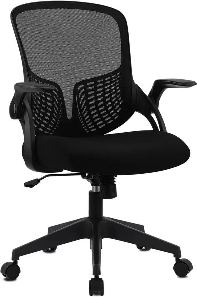 Main image of Ergonomic Desk Chair Mesh Home Office Chair with Flip Up Armrests Mid Back Computer Chair Lumbar Support Adjustable Swivel Task Chair, Black