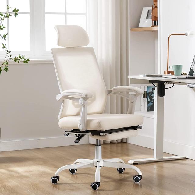 Qulomvs Mesh Ergonomic Office Chair with Footrest Home Office Desk